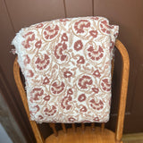Terracotta Floral Throw w/ Fringe 60x50