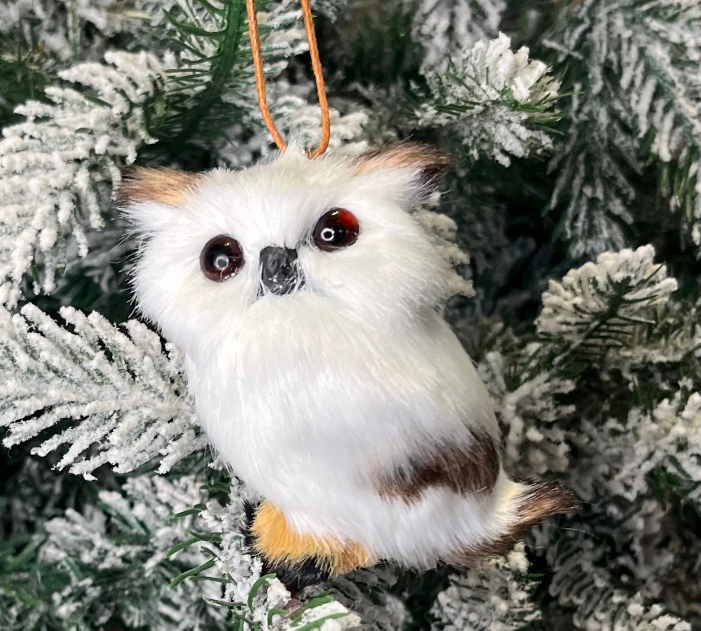 Fur Owl on Branch Orn 3”