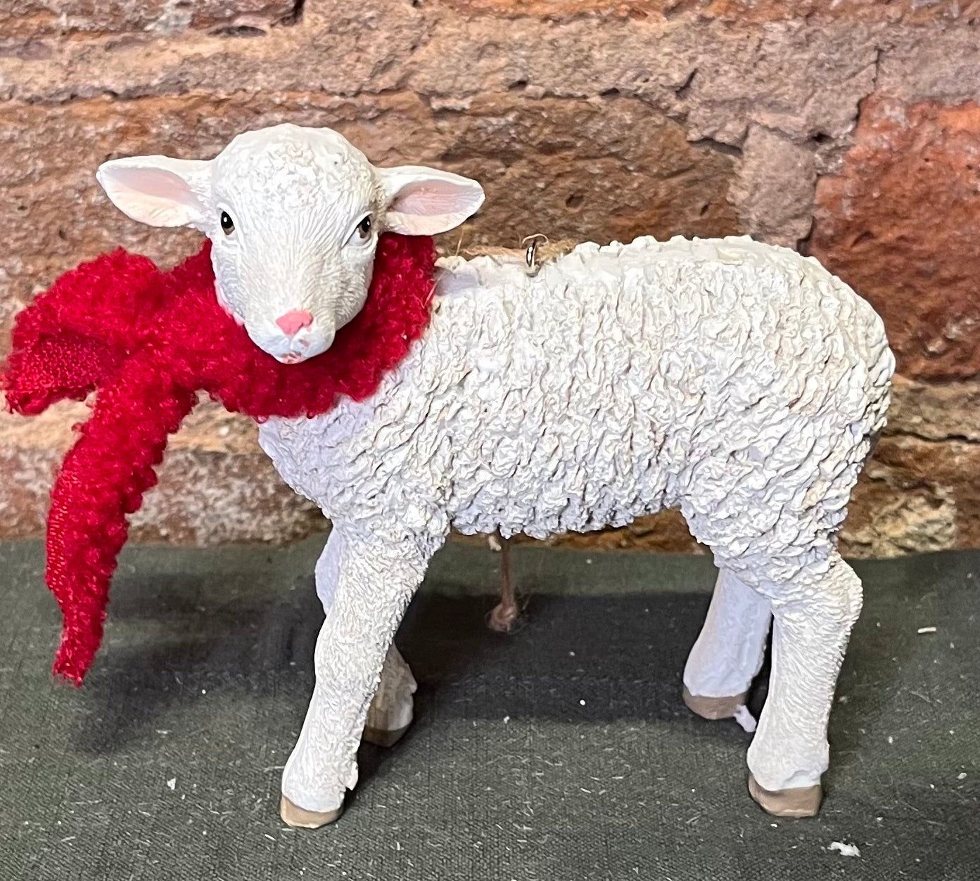 Sheep w/ Red Scarf Orn 5”