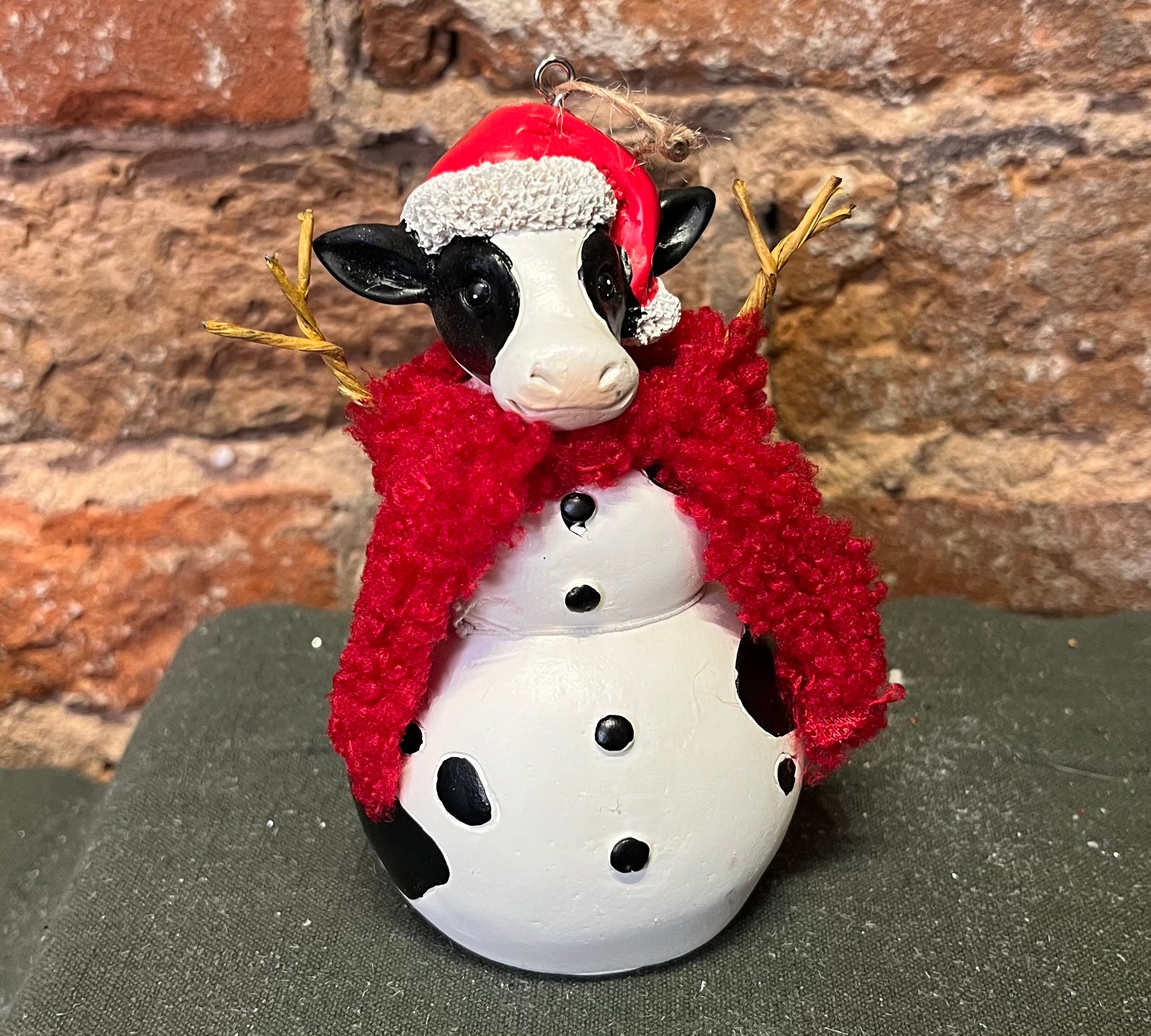 Resin Farm Animal Snowman Orn 4.5”
