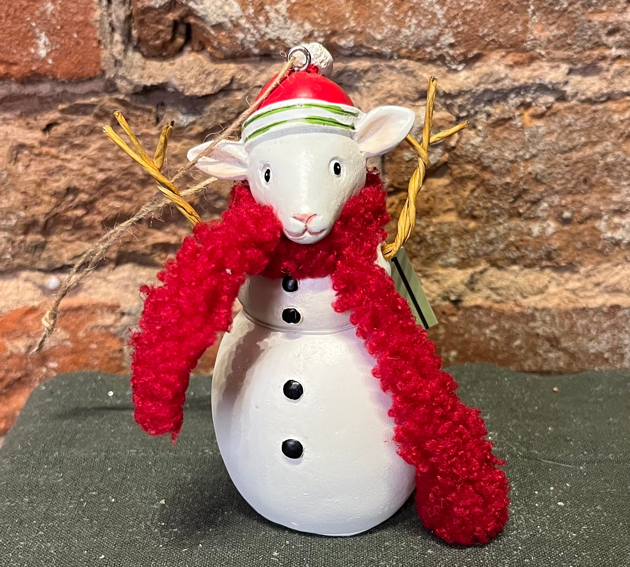 Resin Farm Animal Snowman Orn 4.5”