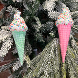 Glittery Ice Cream Cone Orn 7”