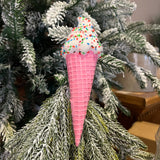 Glittery Ice Cream Cone Orn 7”