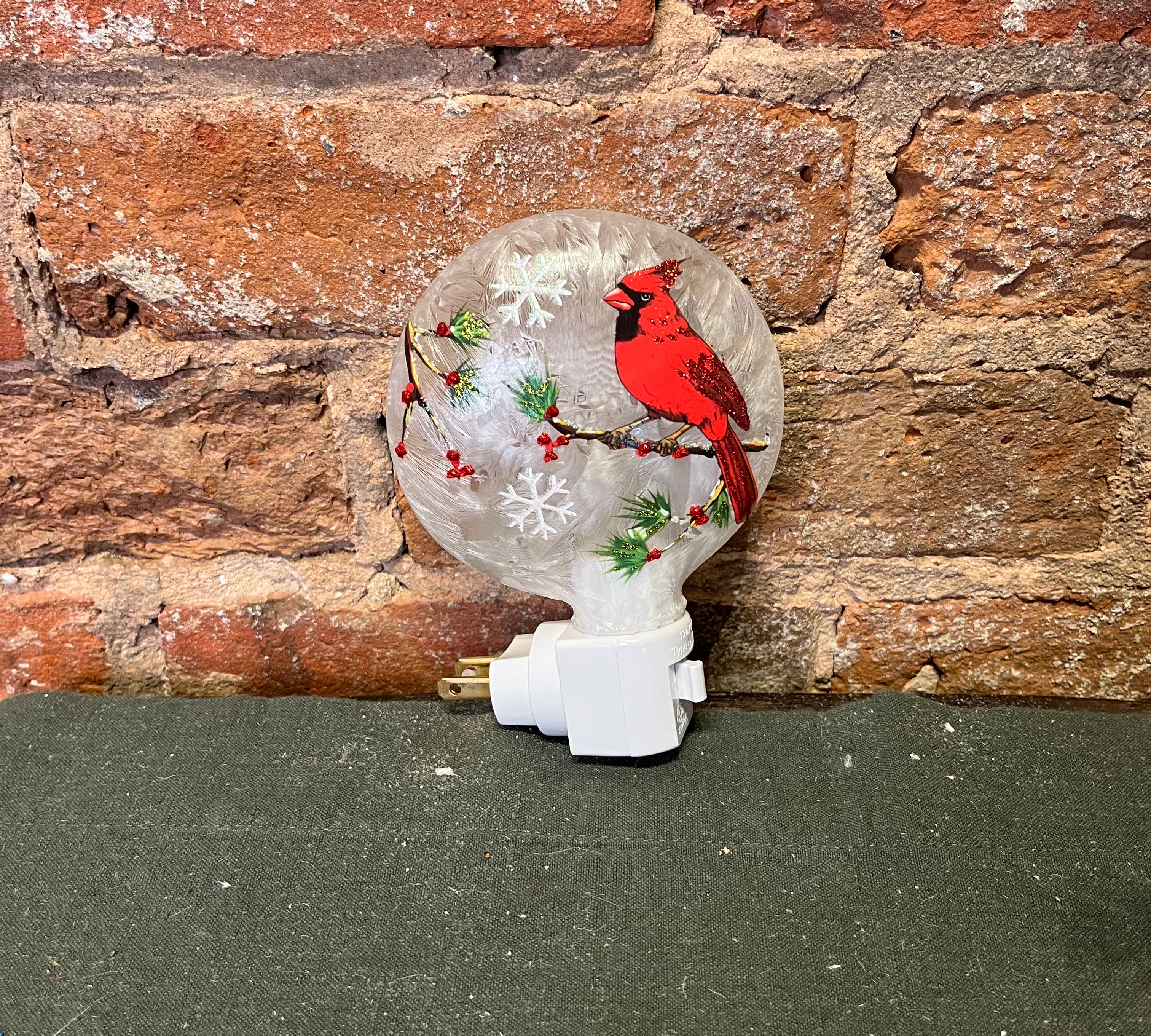 Glass Cardinal Night Light 5.5”