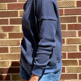 Waffle Crewneck w/Raw Edge Detail