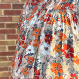 Plus Floral Print Short Sleeve Top w/Tie Detail