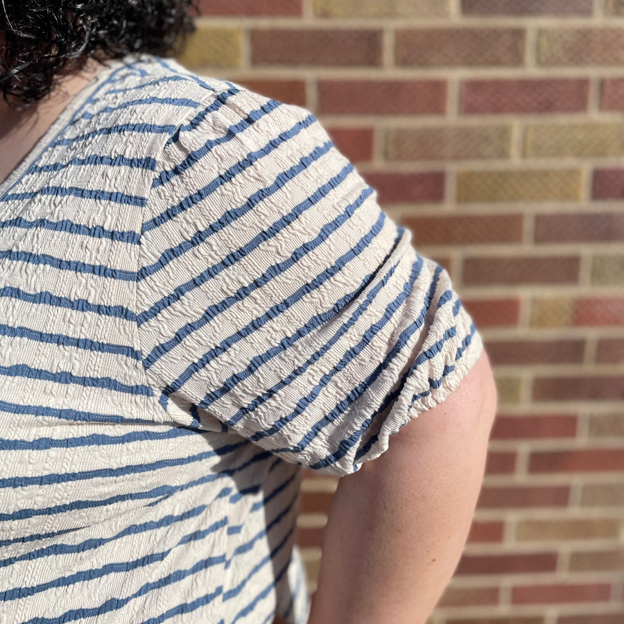 Plus Knit Scoop Neck Stripe Top