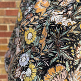 Plus V Neck Black Floral Print Top