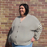 Plus Stripe Button Cardigan