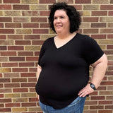 Plus Short Sleeve V-Neck Top