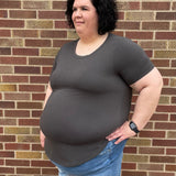 Plus Short Sleeve Round Neck Top