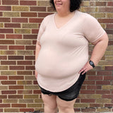 Plus Short Sleeve V-Neck Top