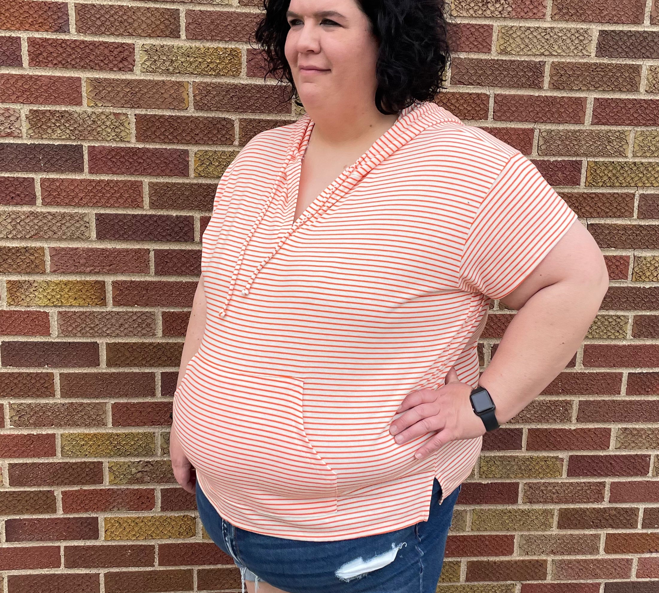 Plus Oversize Stripe Hoodie