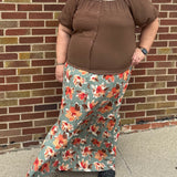 Plus Sage Floral Tiered Maxi Skirt