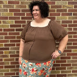 Plus Button Down Bubble Sleeve Top