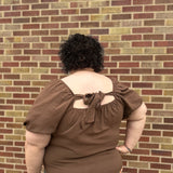 Plus Button Down Bubble Sleeve Top