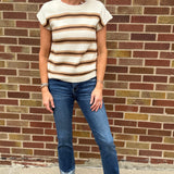 Striped Capped Sleeve Sweater