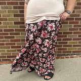 Plus Brown Floral Tiered Maxi Skirt
