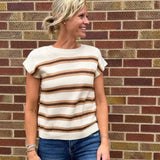 Striped Capped Sleeve Sweater