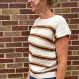 Striped Capped Sleeve Sweater