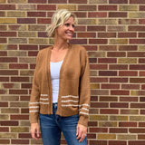 Textured Balloon Sleeve Open Front Cardigan