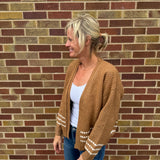 Textured Balloon Sleeve Open Front Cardigan