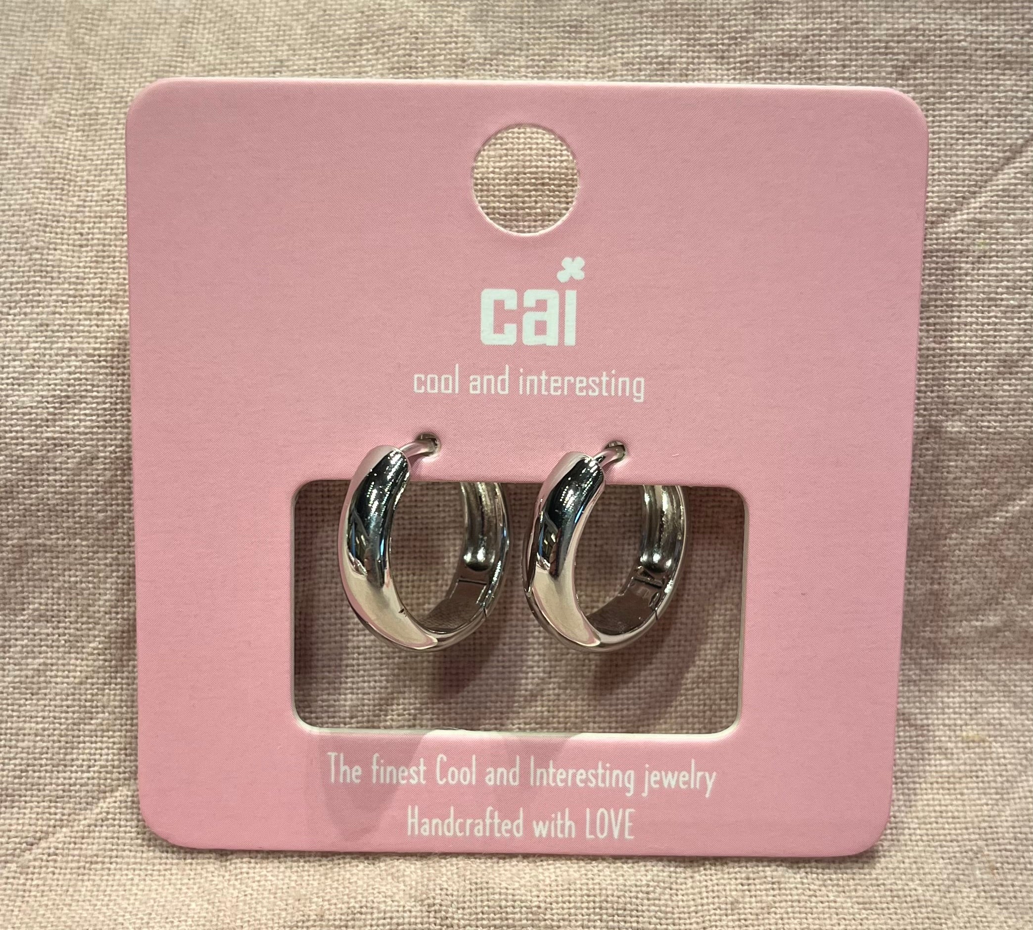 Round Chunky Plain Huggie Hoop Earring