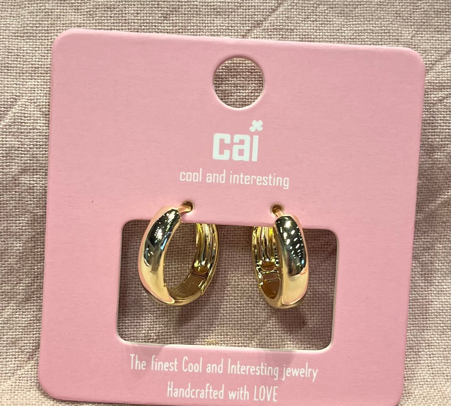 Round Chunky Plain Huggie Hoop Earring