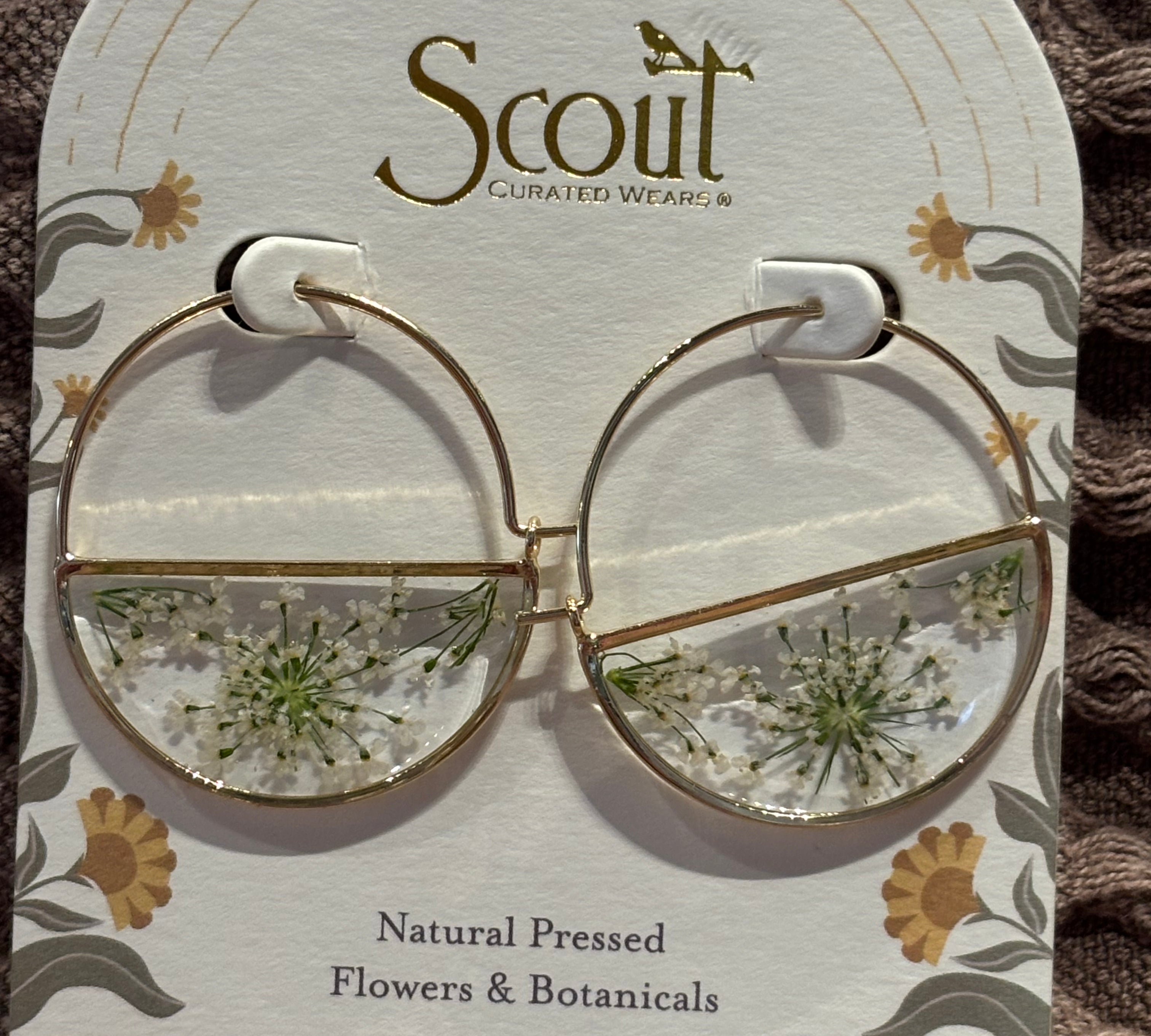 Pressed Flower Hoop Earring