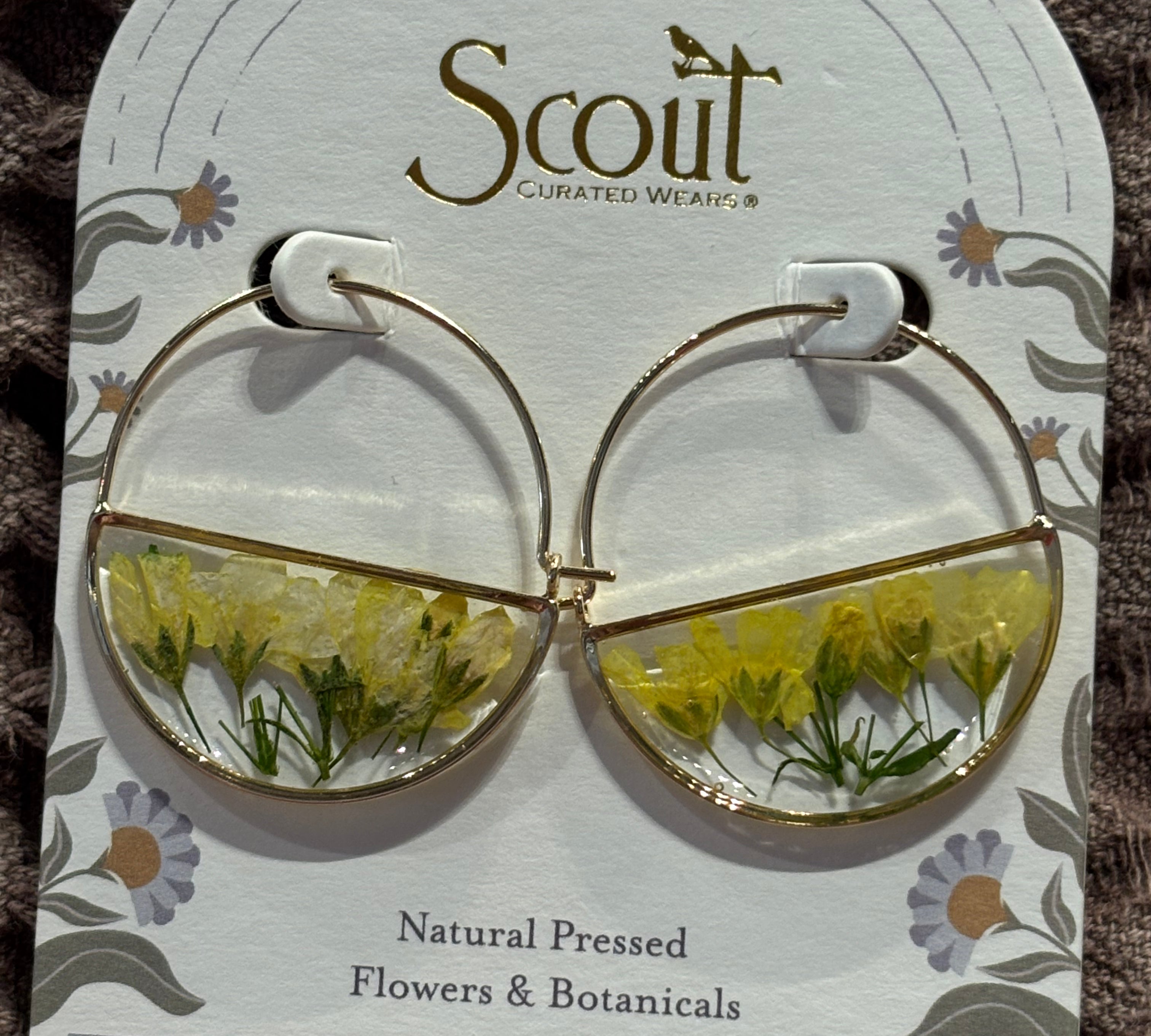 Pressed Flower Hoop Earring