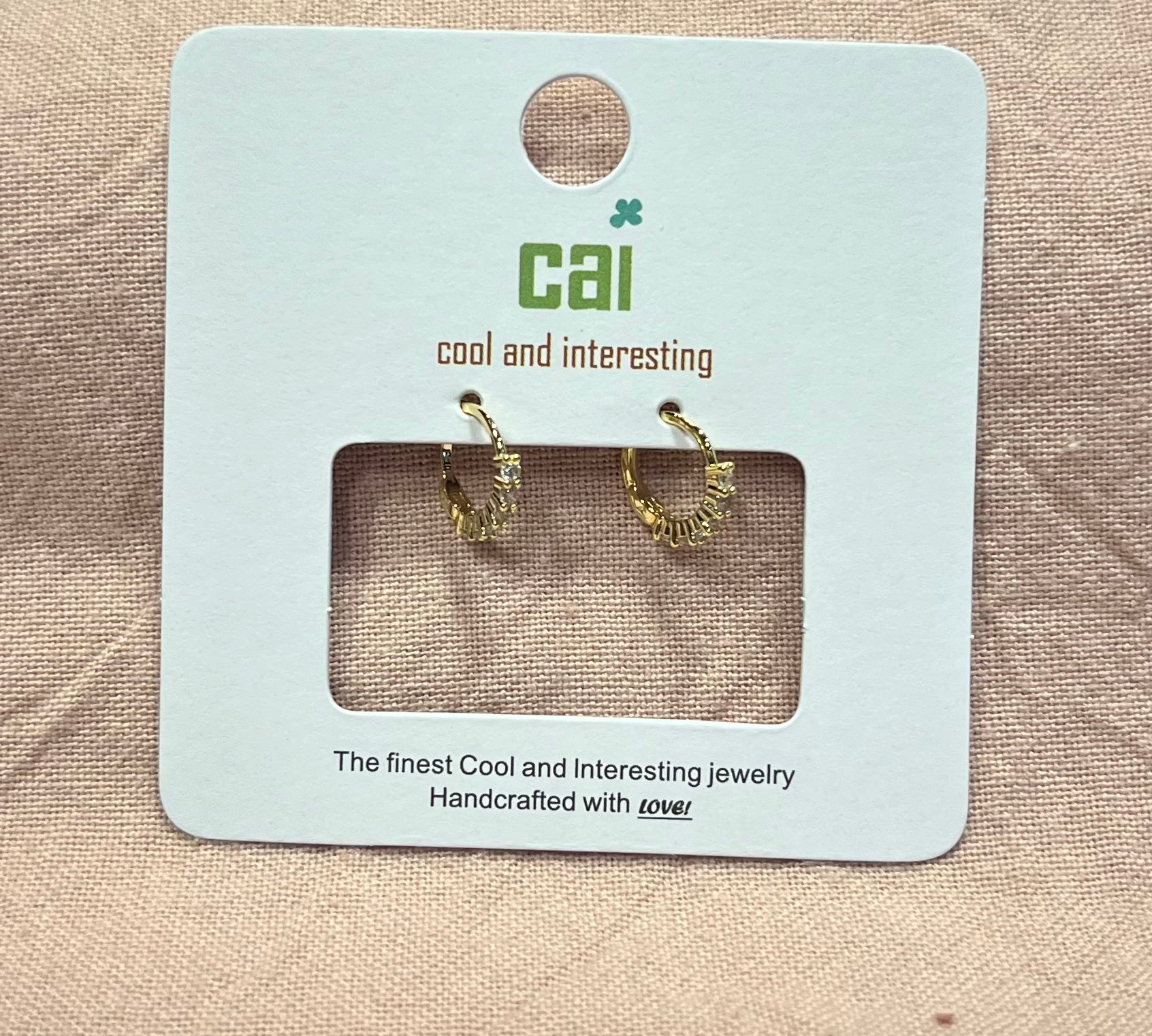 Half Round Stone Huggie Earring