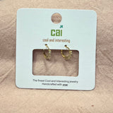 Half Round Stone Huggie Earring