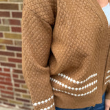 Textured Balloon Sleeve Open Front Cardigan