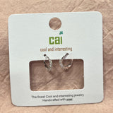 Half Round Stone Huggie Earring