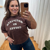 Motivated By Coffee Long Crop Top