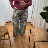 Leopard Wide Leg Denim Pants
