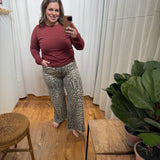 Leopard Wide Leg Denim Pants