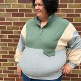 Plus Colorblock Half Snap Sweatshirt