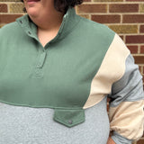 Plus Colorblock Half Snap Sweatshirt
