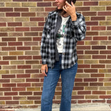 Zip Up Plaid Hoodie Shacket
