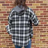 Zip Up Plaid Hoodie Shacket