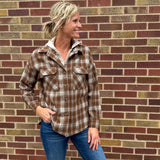 Zip Up Plaid Hoodie Shacket