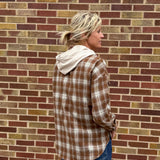 Zip Up Plaid Hoodie Shacket