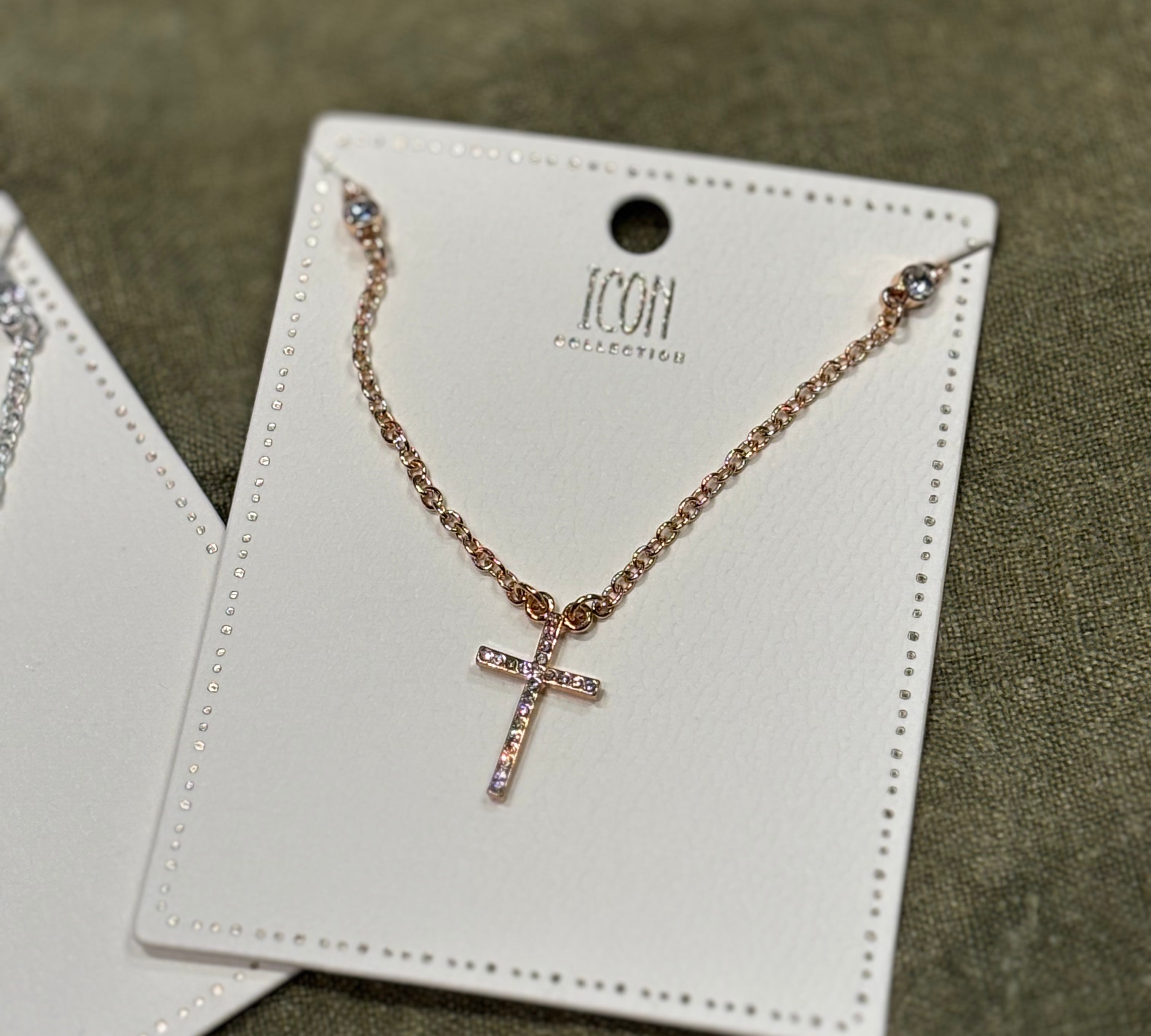 Ruthie Rhinestone Cross Necklace