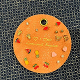 Fruity Earring Set on Leather Patch