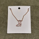 Gold Cowboy Boot Rhinestone Necklace