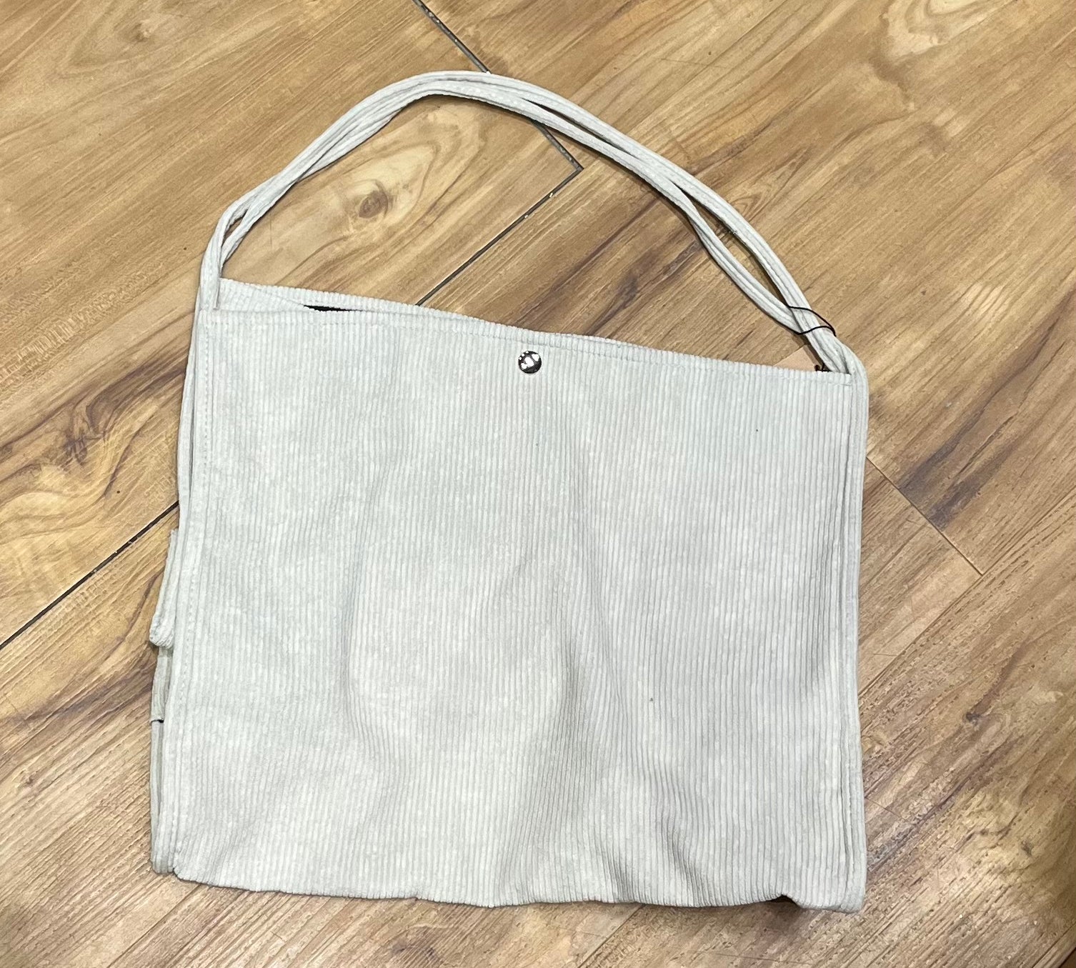 Corduroy Tote Bag w/ Snap Button