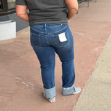 Mid Rise Dark Wash Cuffed Slim Straight Lovervet Jeans