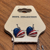 Americana Heart Necklace/Earring Set