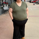 Plus Modal Scuba Cropped Wide Leg Pant